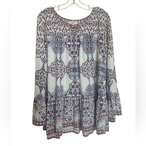 Style & Co. Multicolor Bohemian Flounce Sleeve Women’s Blouse